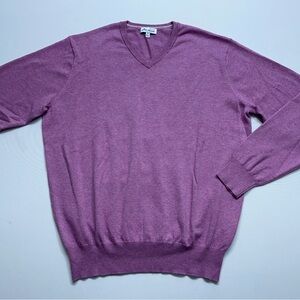 Peter Millar Sweater Mens Medium Pink Cotton Cashmere Nylon Silk V-Neck Golf